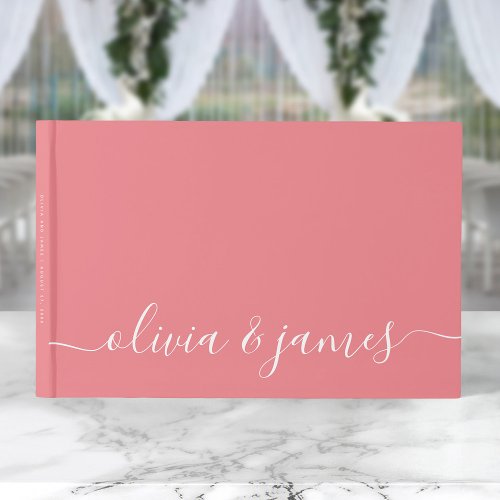 Editable Background Color Calligraphy Wedding Guest Book