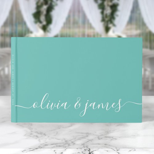Editable Background Color Calligraphy Wedding Guest Book