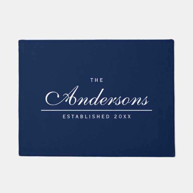 Editable Background Color Established Family Name Doormat (Front)
