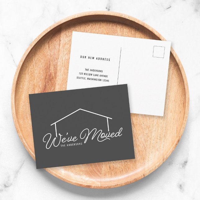 Editable Background Color House We've Moved Postcard (Creator Uploaded)