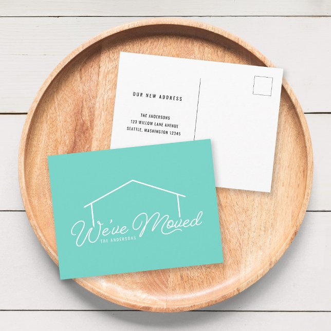 Editable Background Color House We've Moved Postcard (Creator Uploaded)