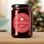 EDITABLE Background Color Merry Christmas Jam  Classic Round Sticker<br><div class="desc">Round Modern Bold "Merry Christmas Jam" sticker featuring a heart and double border in white against a background color that is editable (click customize and change background color). It's perfect for labeling what you've made. Personalize it by replacing the placeholder text. For more options such as to change the background...</div>