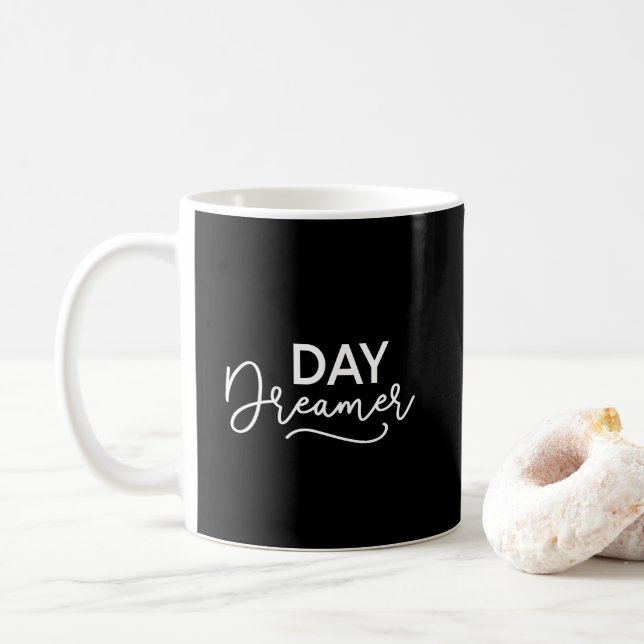 Editable Background Color Modern Day Dreamer Coffee Mug (With Donut)