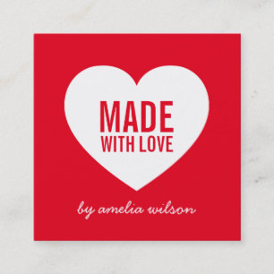 Editable Background Color Modern Made with Love Square Business Card