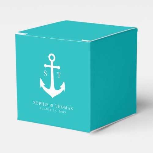 Editable Background Color Monogram Anchor Wedding Favor Boxes