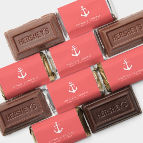 Editable Background Color Monogram Anchor Wedding Hersheys Miniatures