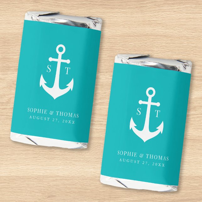 Editable Background Color Monogram Anchor Wedding Hershey's Miniatures (Creator Uploaded)