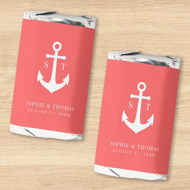 Editable Background Color Monogram Anchor Wedding Hershey's Miniatures (Creator Uploaded)