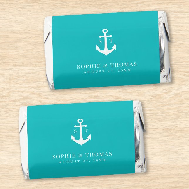 Editable Background Color Monogram Anchor Wedding Hershey's Miniatures (Creator Uploaded)