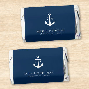 Editable Background Color Monogram Anchor Wedding Hershey's Miniatures