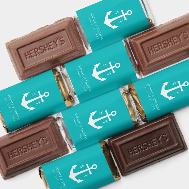 Editable Background Color Monogram Anchor Wedding Hershey's Miniatures (Assorted)