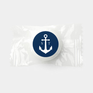 Editable Background Color Monogram Anchor Wedding Life Saver® Mints