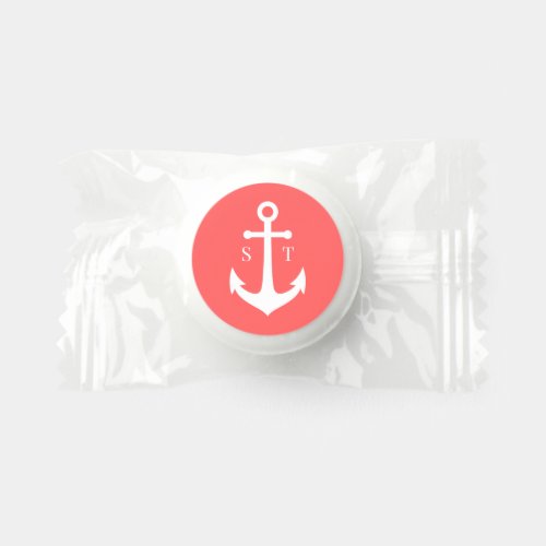 Editable Background Color Monogram Anchor Wedding Life Saver Mints