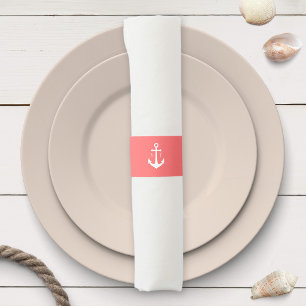 Editable Background Color Monogram Anchor Wedding Napkin Bands