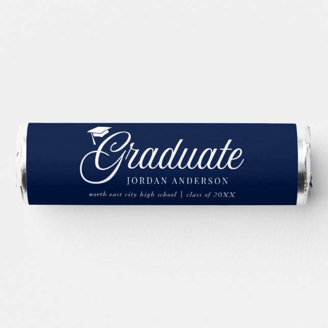 Editable Background Color Mortarboard Graduate Breath Savers® Mints (Front)