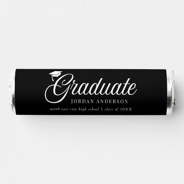 Editable Background Color Mortarboard Graduate Breath Savers® Mints (Front)