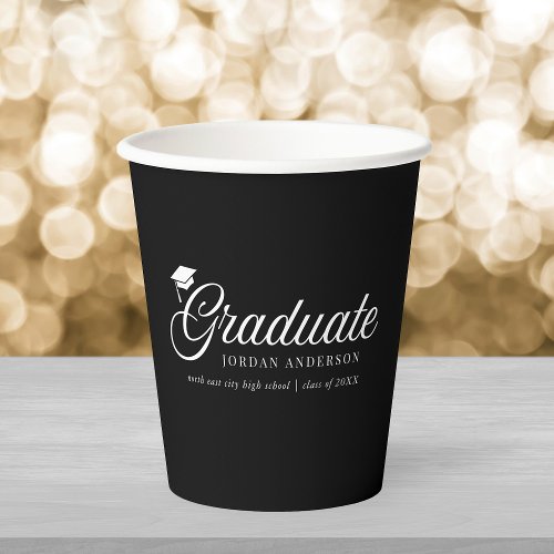 Editable Background Color Mortarboard Graduate Paper Cups