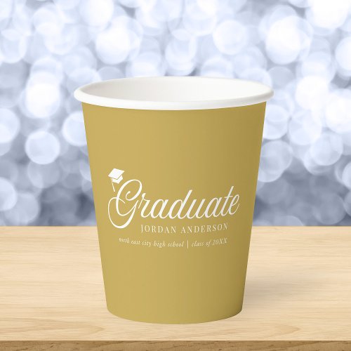 Editable Background Color Mortarboard Graduate Paper Cups