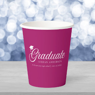 Editable Background Color Mortarboard Graduate Paper Cups