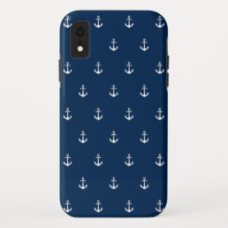Editable Background Color Nautical Anchor iPhone XR Case