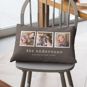 Editable Background Color Typewriter Photo Collage Lumbar Pillow