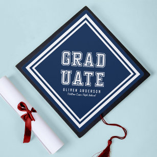 Editable Background Color Varsity Graduate Graduation Cap Topper