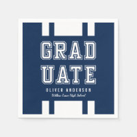 Editable Background Color Varsity Graduate Napkin