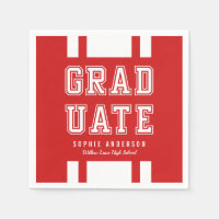 Editable Background Color Varsity Graduate Napkin