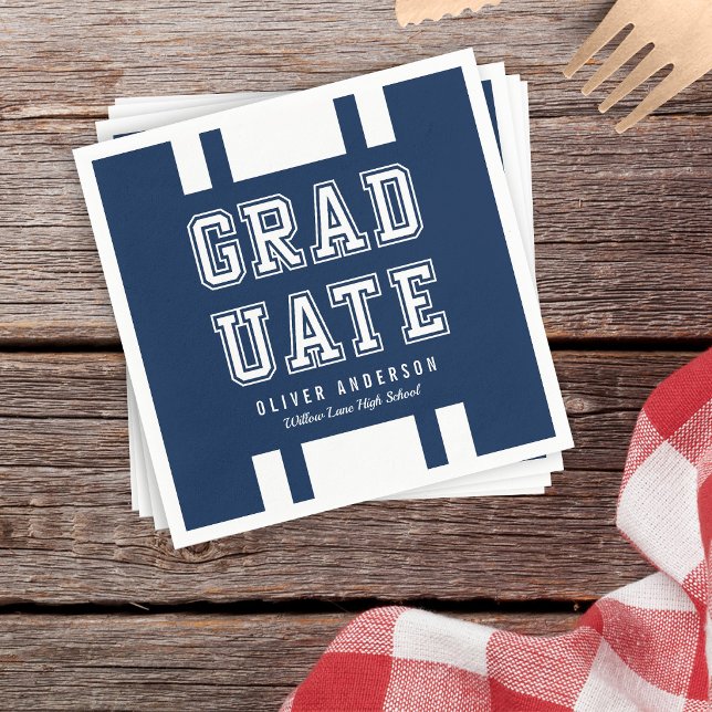 Editable Background Color Varsity Graduate Napkins (Creator Uploaded)