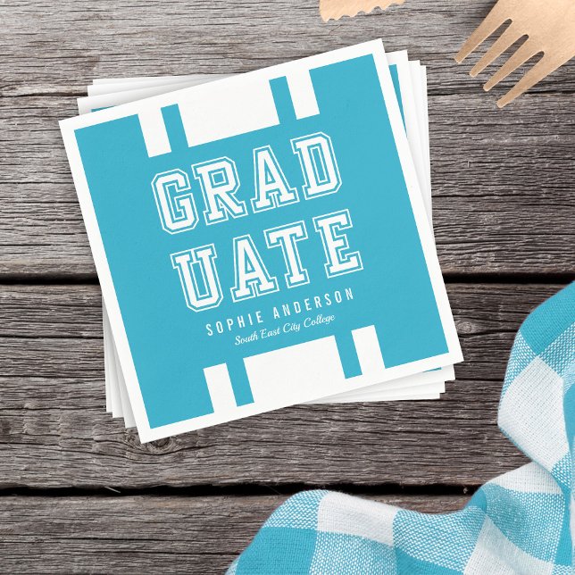 Editable Background Color Varsity Graduate Napkins (Creator Uploaded)