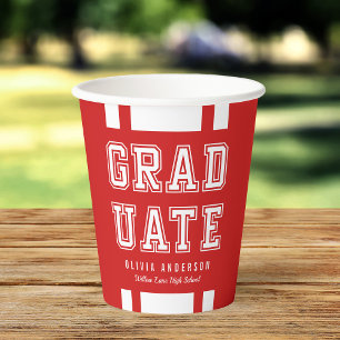 Editable Background Color Varsity Graduate Paper Cups