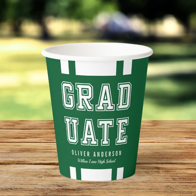 Editable Background Color Varsity Graduate Paper Cups (Creator Uploaded)