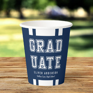Editable Background Color Varsity Graduate Paper Cups