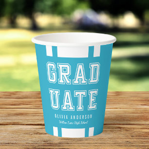 Editable Background Color Varsity Graduate Paper Cups
