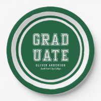 Editable Background Color Varsity Graduate Paper Plate