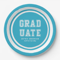 Editable Background Color Varsity Graduate Paper Plate
