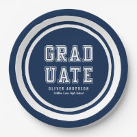 Editable Background Color Varsity Graduate Paper Plate