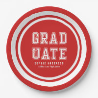 Editable Background Color Varsity Graduate Paper Plate