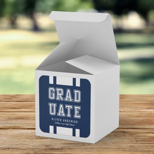 Editable Background Color Varsity Graduate Square Sticker