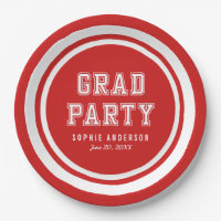 Editable Background Color Varsity Graduation Paper Plate