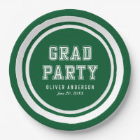 Editable Background Color Varsity Graduation Paper Plate