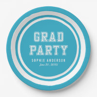 Editable Background Color Varsity Graduation Paper Plate
