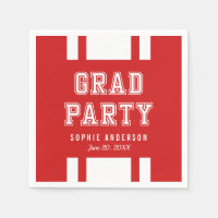 Editable Background Color Varsity Graduation Party Napkin