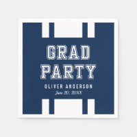 Editable Background Color Varsity Graduation Party Napkin