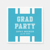 Editable Background Color Varsity Graduation Party Napkin