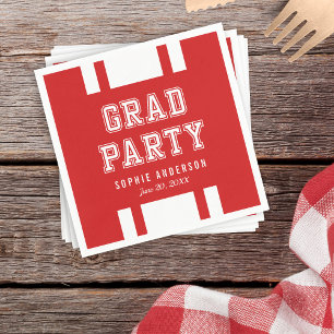 Editable Background Color Varsity Graduation Party Napkins