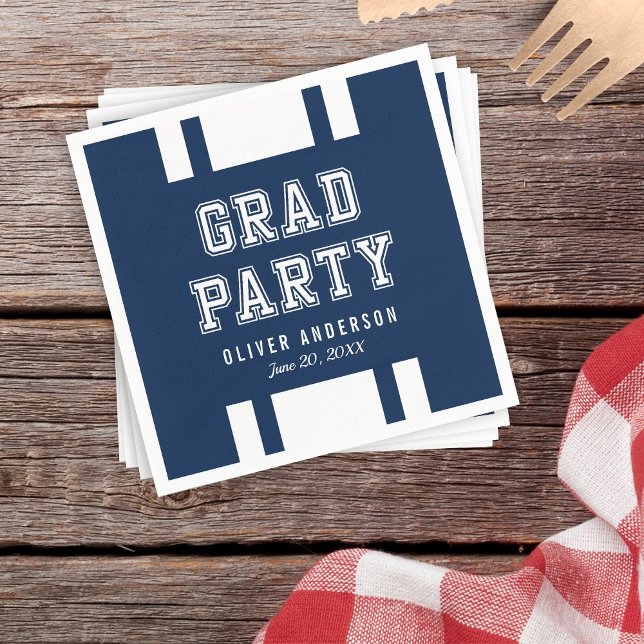 Editable Background Color Varsity Graduation Party Napkins (Creator Uploaded)