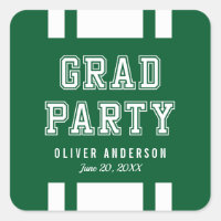 Editable Background Color Varsity Graduation Party Square Sticker