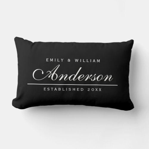 Editable Background Color Wedding Family Name Lumbar Pillow