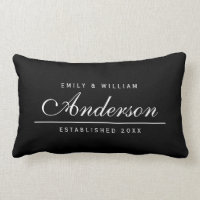 Editable Background Color Wedding Family Name Lumbar Pillow